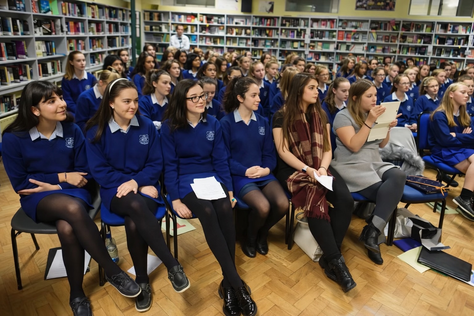 Alumnas de un colegio irlandés durante una asamblea escolar