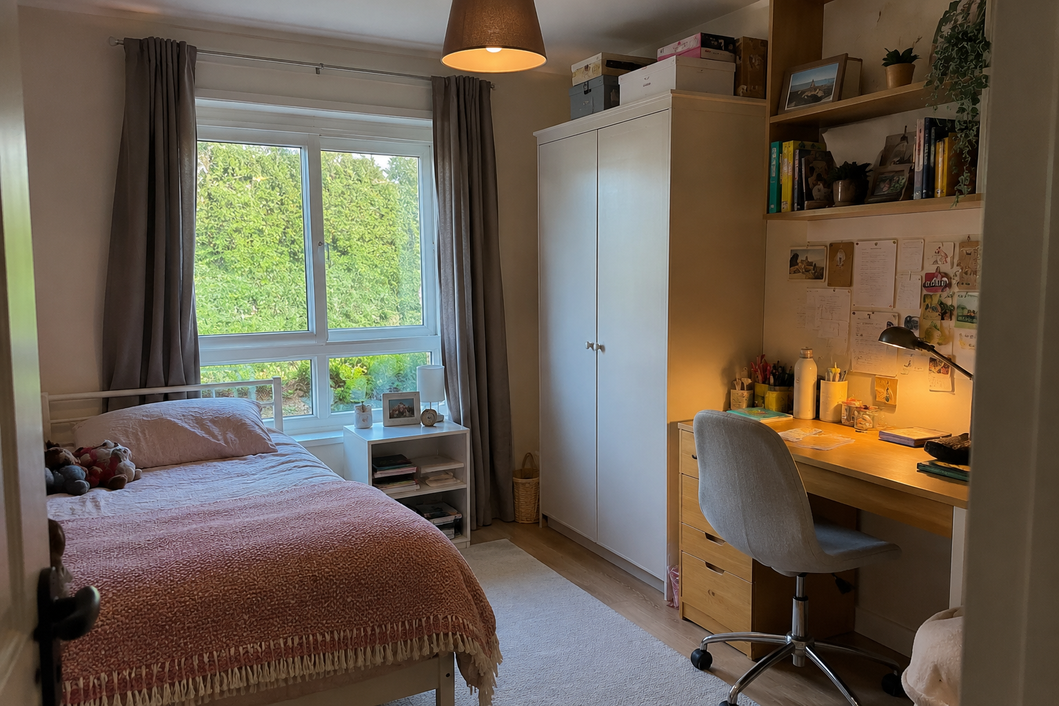 Habitación individual con zona de estudio en una casa de familia anfitriona en Irlanda